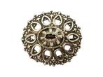 Antieke zilveren broche met granaat, Nederland ca 1875, Verzenden, Zilver, Broche, Met edelsteen