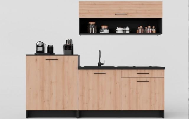 Keukenblok bruin zwart 160x107x60 MDF zonder uitsparingen, 100 tot 150 cm, 150 tot 200 cm, Ophalen of Verzenden, 50 tot 75 cm