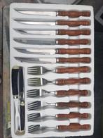 Sheffield vintage mes en vorken set 14 delig roestvrij hout, Nieuw, Ophalen of Verzenden, Hout