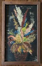 Schilderij bloemen, boeket, stilleven; houten lijst 56 x 34, Ophalen of Verzenden