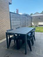 Tuinset. Tafel + 4 stoelen + voetenbankje Jutlandia (JYSK), Tuin en Terras, Ophalen of Verzenden, Zo goed als nieuw, Kunststof
