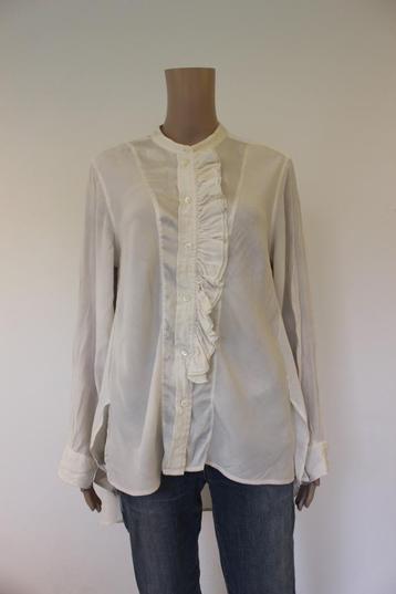 High roomwitte zijden blouse maat 42 beschikbaar voor biedingen