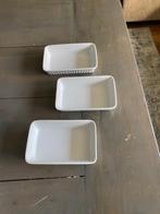 m20 – 3 witte serveerschaaltjes van 18,5 x 12 x 4 cm, Ophalen of Verzenden, Gebruikt