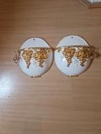 Capodimonte achtig wandtuit set. Wit met goud porselein, Huis en Inrichting, Ophalen, Gebruikt