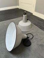Industriële hanglampen (2x) - Grijs Emaille, Huis en Inrichting, Lampen | Hanglampen, Overige materialen, Ophalen of Verzenden