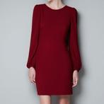 Zara korte jurk met lange mouwen bordeaux rood maat S / M, Maat 38/40 (M), Zo goed als nieuw, Verzenden
