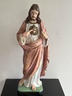 Groot gips Jezus Heilig Hart beeld 55 cm, Antiek en Kunst, Antiek | Religie, Ophalen of Verzenden