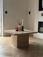 Travertin salontafel, Huis en Inrichting, Overige materialen, 50 tot 100 cm, Travertin japandi vintage marmeren natuursteen, Vierkant