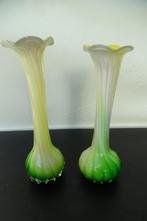 Murano glas vaasjes, geel/groen, Antiek en Kunst, Antiek | Glas en Kristal, Ophalen of Verzenden