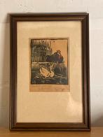 Houtsnede Jan Schrijvers - 1948 - Gesigneerd, Antiek en Kunst, Kunst | Etsen en Gravures, Ophalen