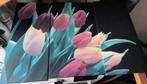 3 luik schilderij tulp (hoogte 58cm, breedte 2x 25cm en 1x 3, Antiek en Kunst, Kunst | Schilderijen | Modern, Ophalen of Verzenden