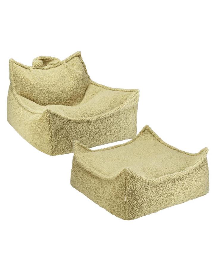 Kinderzitzak + Poef Teddy Matcha Groen Wigiwama, Kinderen en Baby's, Kinderkamer | Inrichting en Decoratie, Nieuw, Kleed of Kussen