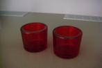 2 rode glazen waxine houders, Huis en Inrichting, Woonaccessoires | Kandelaars en Kaarsen, Ophalen, Overige materialen, Nieuw