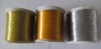 3 Klosjes metallic borduur garen, goud, zilver en geelgoud, Ophalen, Zo goed als nieuw, Handborduren, Borduurgaren of Zijde