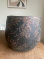 Mica Decorations bloempot groot zwart koper, Ophalen, Zo goed als nieuw, Rond, Minder dan 25 cm