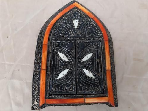 Spiegel, erg mooi, ambachtelijk hand bewerkt, koperen lijst, Huis en Inrichting, Woonaccessoires | Spiegels, Gebruikt, Minder dan 50 cm