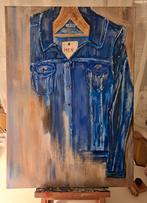 Denim Jas ( spijkerjack) Schilderij abstract super mooi., Antiek en Kunst, Kunst | Schilderijen | Klassiek, Ophalen of Verzenden