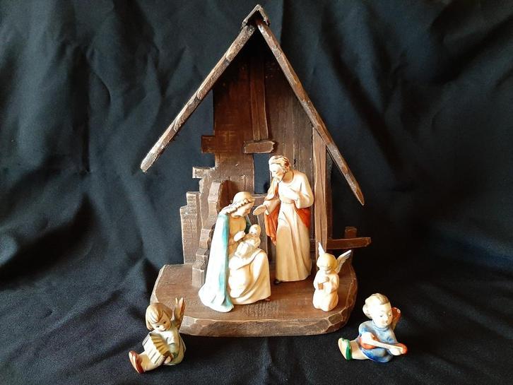 Retro houten Kerststal met Hummelbeeldjes  ), Diversen, Kerst, Gebruikt, Ophalen
