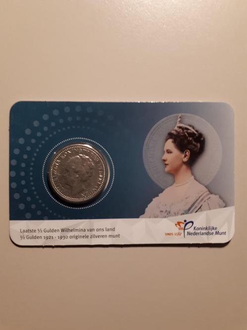 Historische coincard KNM: 1/2 gulden Wilhelmina (1922), Postzegels en Munten, Munten | Europa | Euromunten, Overige landen, Zilver