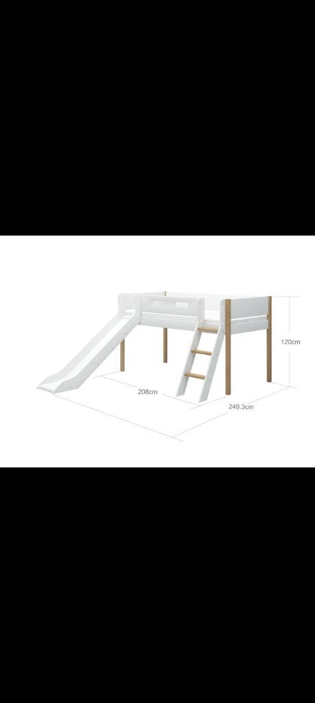 Flexa Nor halfhoogslaper glijbaan, Kinderen en Baby's, Kinderkamer | Bedden, Zo goed als nieuw, 180 cm of meer, 85 tot 100 cm