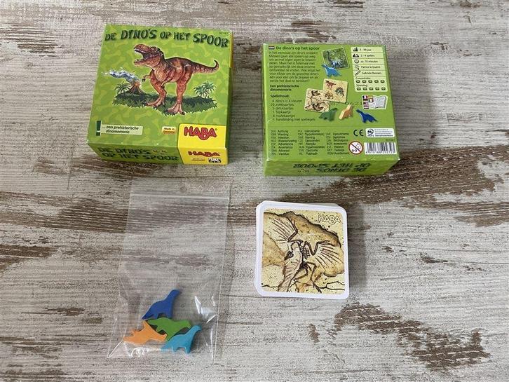 De dino's op het spoor Haba [s425], Hobby en Vrije tijd, Gezelschapsspellen | Bordspellen, Zo goed als nieuw, Ophalen of Verzenden