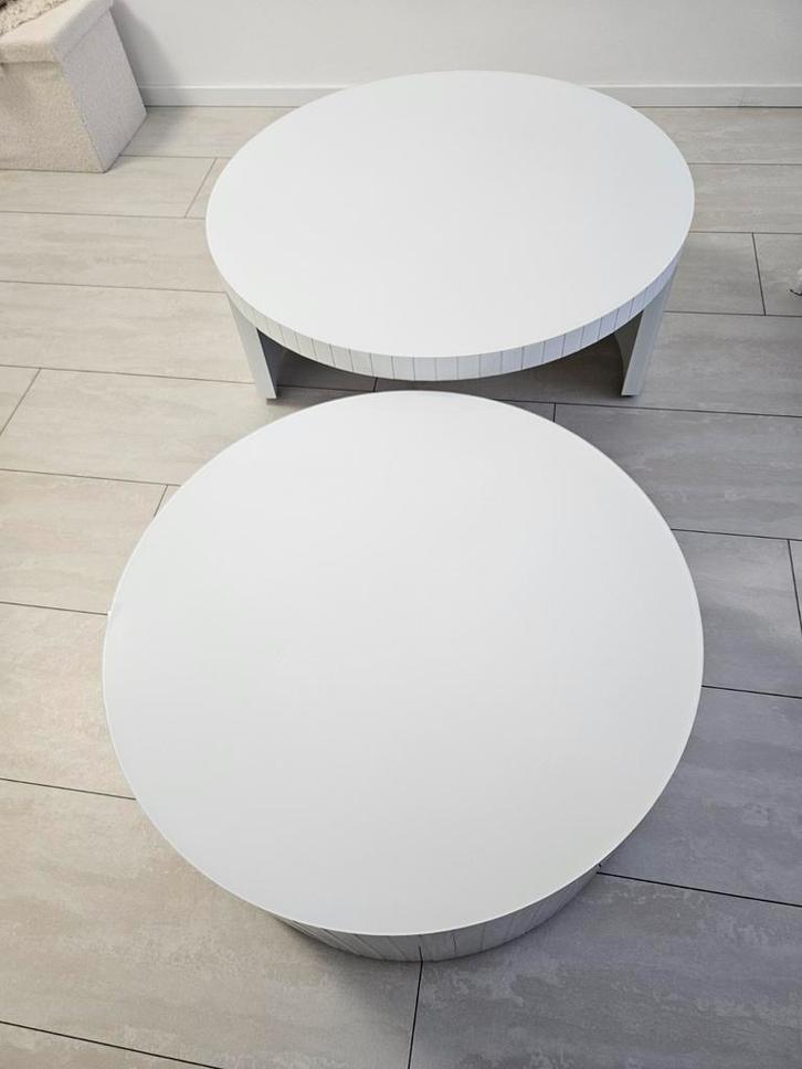 Witte salontafel set van 2 - Inschuifbaar, Huis en Inrichting, Tafels | Salontafels, Gebruikt, Minder dan 50 cm, 50 tot 100 cm