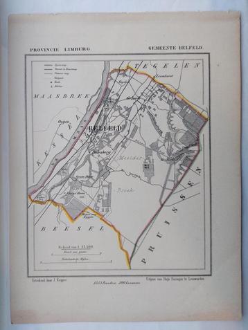 6 / Gemeente Belfeld Limburg Lithio uit 1866 door J. Kuyper beschikbaar voor biedingen