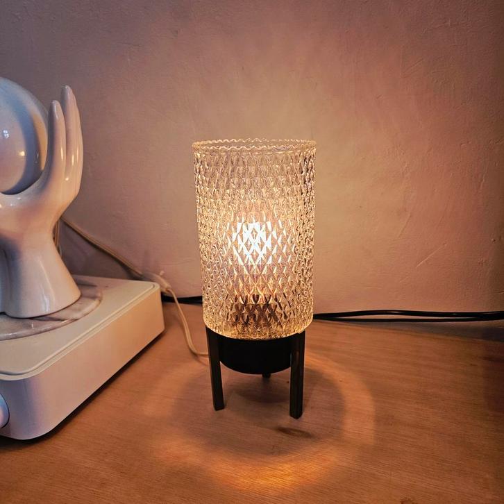 Vintage Hollywood regency lamp, Huis en Inrichting, Lampen | Tafellampen, Gebruikt, Minder dan 50 cm, Glas, Ophalen of Verzenden