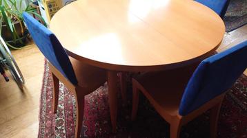 Design Ligne Roset ronden eettafel uitschuifbaar + stoelen   beschikbaar voor biedingen