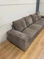 Mooie luxe grijs bruine ribstof hoekbank - GEREINIGD!!!, Ophalen, Luxe, Hoekbank, 300 cm of meer