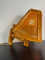 Leuke vintage rotan webbing wandlamp bamboe, Huis en Inrichting, Lampen | Wandlampen, Ophalen, Zo goed als nieuw