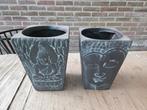 Twee stuks planten- / bloemenvaas vierkant Zen, Ophalen, Vierkant, Zo goed als nieuw, Aardewerk