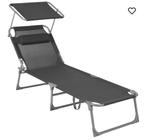 Nieuwe Songmics loungestoel met zonnescherm, Tuin en Terras, Ligbedden, Ophalen of Verzenden, Nieuw, Verstelbaar