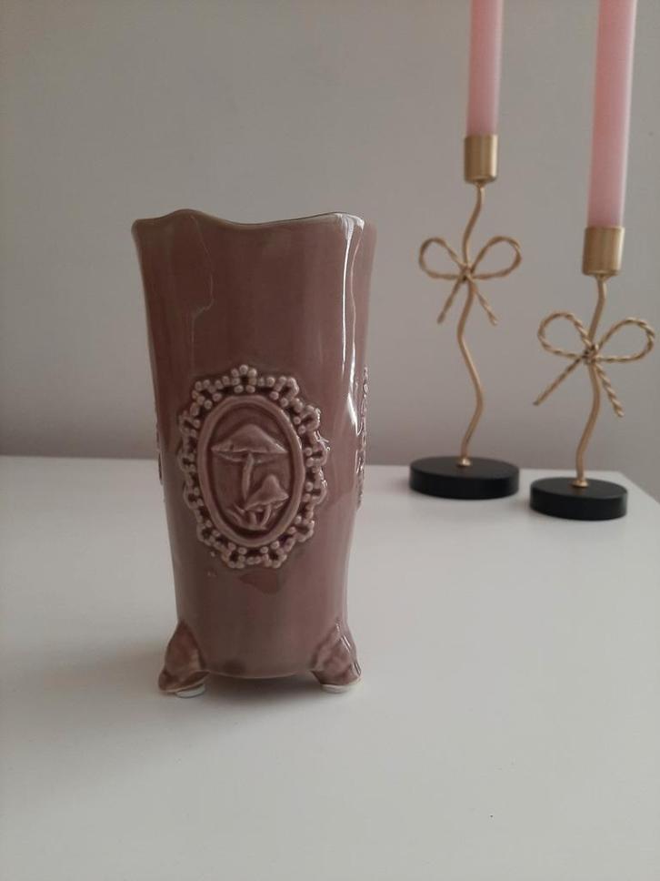 Vintage Vaasje met Paddenstoelen, Huis en Inrichting, Woonaccessoires | Vazen, Zo goed als nieuw, Overige kleuren, Minder dan 50 cm