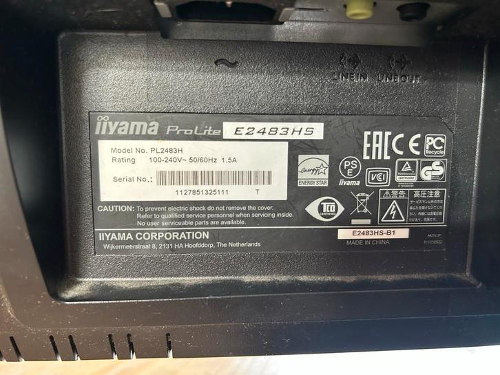 Iiyama ProLite E2483HS 24 inch Monitor, Computers en Software, Monitoren, Gebruikt, 60 Hz of minder, DVI, Gaming, Hoofdtelefoonaansluiting