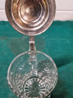 bierpul glas met geslepen halm en tinnen deksel, Ophalen of Verzenden