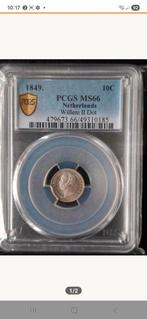 10 Cent ( Dubbeltje) 1849 MS66 by PCGS., Postzegels en Munten, Munten | Nederland, Zilver, Ophalen of Verzenden, 10 cent, Losse munt