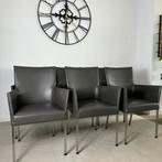 6x Bert Plantagie eetkamerstoelen/ Leder - RVS / Prima staat, Gebruikt, Verzenden, ., Leer