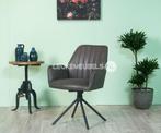 Eetkamerstoel ‘Sofie’ Eco-leder antraciet, 180 draaibaar!, Nieuw, Ophalen of Verzenden, Metaal, Vijf, Zes of meer stoelen