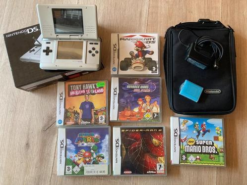 Nintendo DS + 6 spellen + originele verpakking en opbergtas, Spelcomputers en Games, Spelcomputers | Nintendo DS, Gebruikt, DS Original of Phat