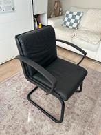 Zwarte leren bureaustoel (Ikea), Huis en Inrichting, Fauteuils, Ophalen, Kunststof, Gebruikt, Minder dan 75 cm