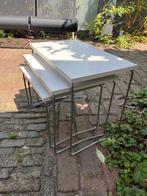 3 bijzettafels Nest tafeltjes Bruynzeel Brabantia MIMI set, Minder dan 55 cm, Gebruikt, Sixties Vintage, Rechthoekig