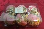 6 Rose pluchen kerstballen 6 cm ,nieuw in de verpakking🎄, Diversen, Kerst, Ophalen of Verzenden, Nieuw