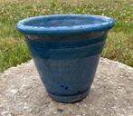 Blauwe geglazuurde bloempot voor buiten 15 cm x 17 cm, Ophalen, Rond, Zo goed als nieuw, Minder dan 25 cm
