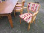 4 stoelen met prachtige bekleding, kleuren rood/oranje/geel, Huis en Inrichting, Stoelen, Vier, Zo goed als nieuw, Hout, Ophalen