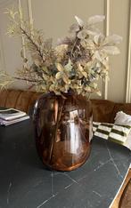 Bruine Glazen Bolvaas met Strepen, Huis en Inrichting, Woonaccessoires | Vazen, Ophalen, Overige kleuren, Minder dan 50 cm, Glas