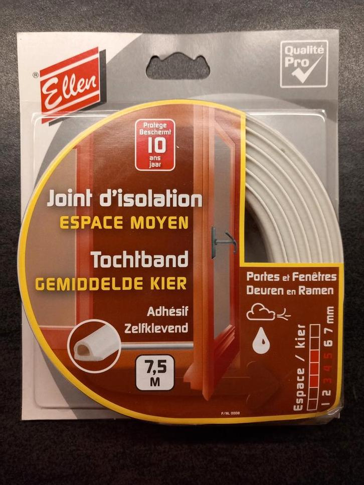 Ellen Tochtband - Wit en Zwart - Nieuw in verpakking!, Doe-het-zelf en Verbouw, Isolatie en Afdichting, Nieuw, Muurisolatie, Dakisolatie