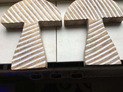 2 houten paddestoelen, Antiek en Kunst, Kunst | Beelden en Houtsnijwerken, Ophalen