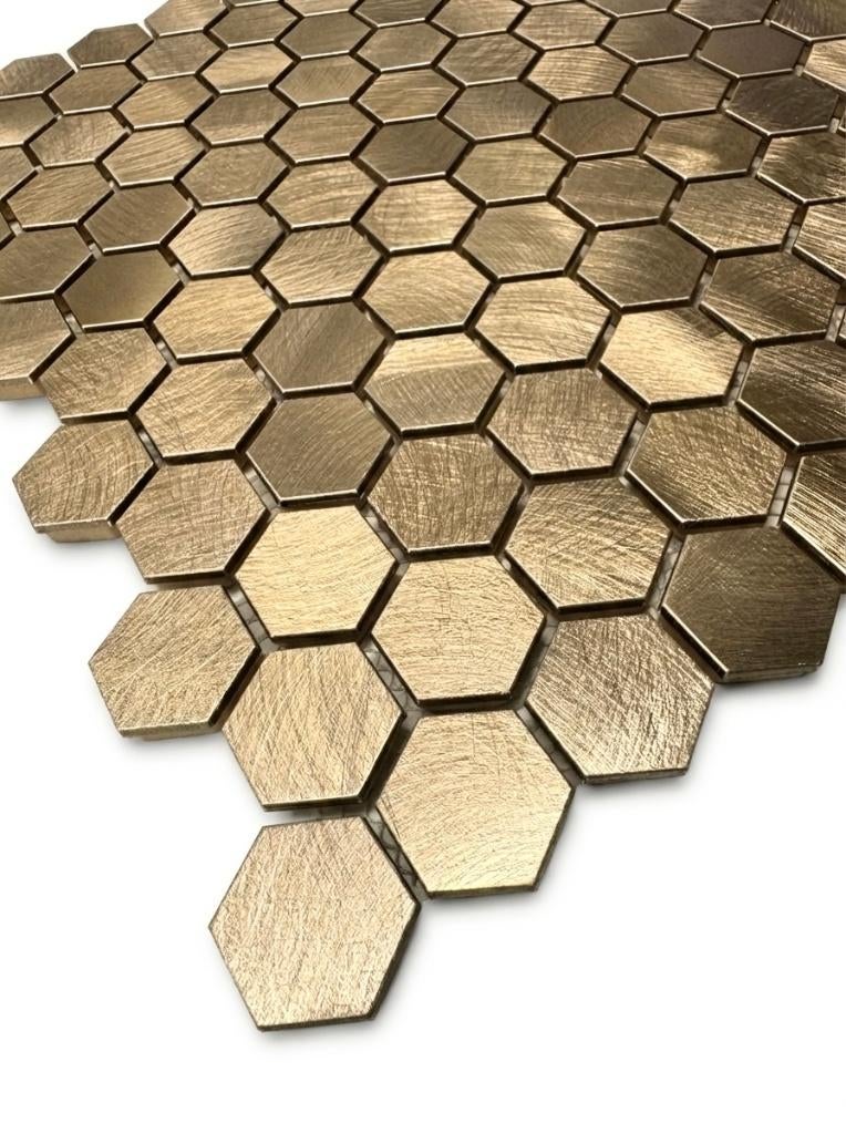Mosaic Reflections Hexagon Mozaïek Gold 23mm, Overige materialen, Wandtegels, Nieuw, Ophalen of Verzenden