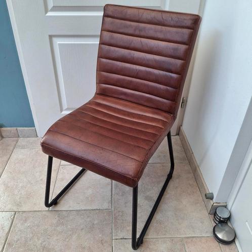 Eetkamerstoel dax cognac goossens wonen en slapen, Huis en Inrichting, Stoelen, Zo goed als nieuw, Eén, Leer, Bruin, Ophalen
